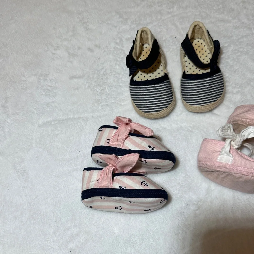 Dondolo baby girls crib shoes navy and pink NB-0/3